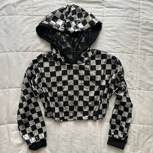 sequin checkered hoodie